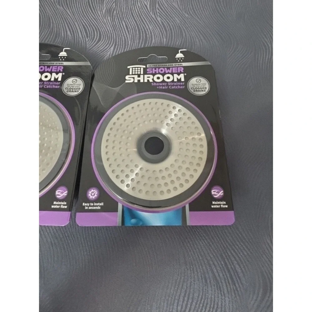 ShowerShroom Shower Strainer Bundle Silver Ultra Stainless Steel 2 Pack